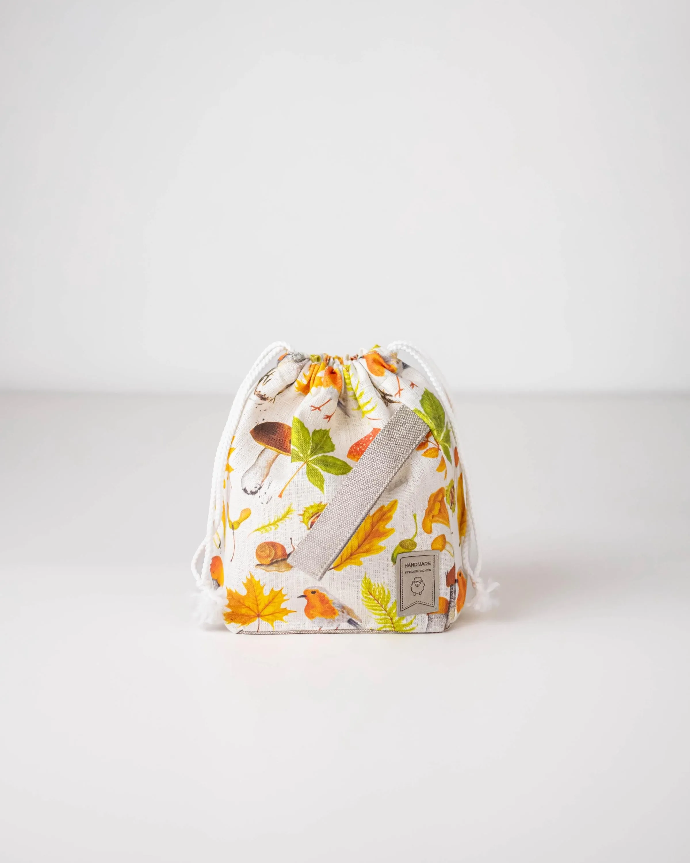 Project bags. Set of 2 Knitter Project Bags. Large and Small.  Autumn leaf print