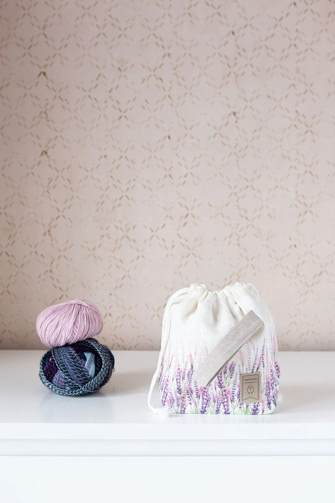 Project bags. Set of 2 Knitter Project Bags. Large and Small. Summer Flowers collection. Lavender