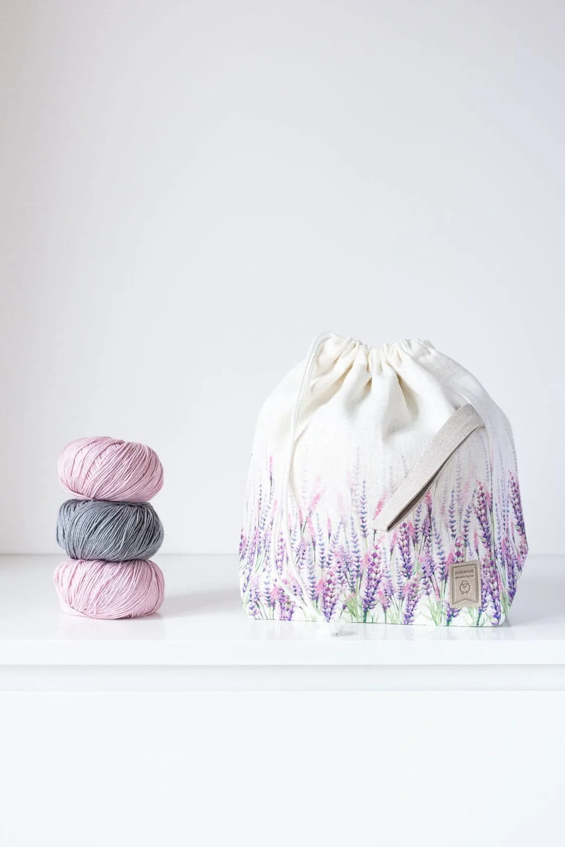 Project bags. Set of 2 Knitter Project Bags. Large and Small. Summer Flowers collection. Lavender