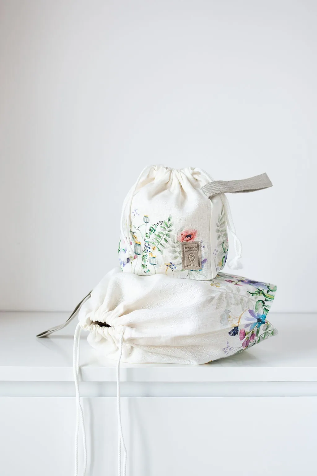 Project bags. Set of 2 Knitter Project Bags. Large and Small. Summer Flowers collection.