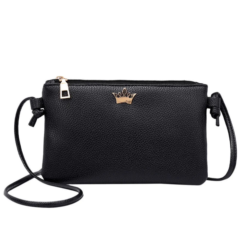 Pure Color Leather Shoulder Bag