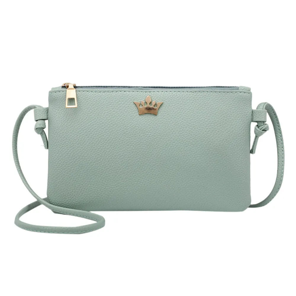 Pure Color Leather Shoulder Bag