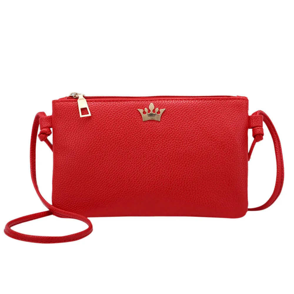 Pure Color Leather Shoulder Bag
