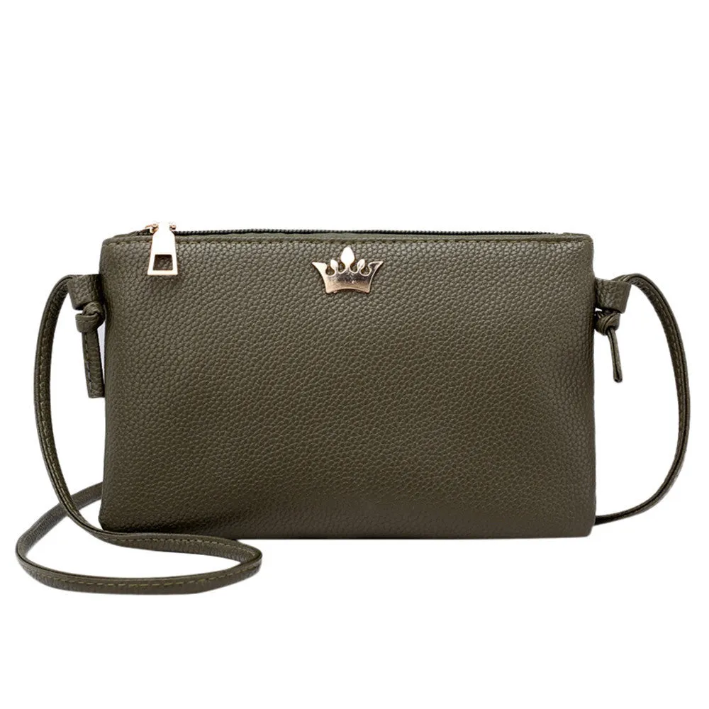 Pure Color Leather Shoulder Bag
