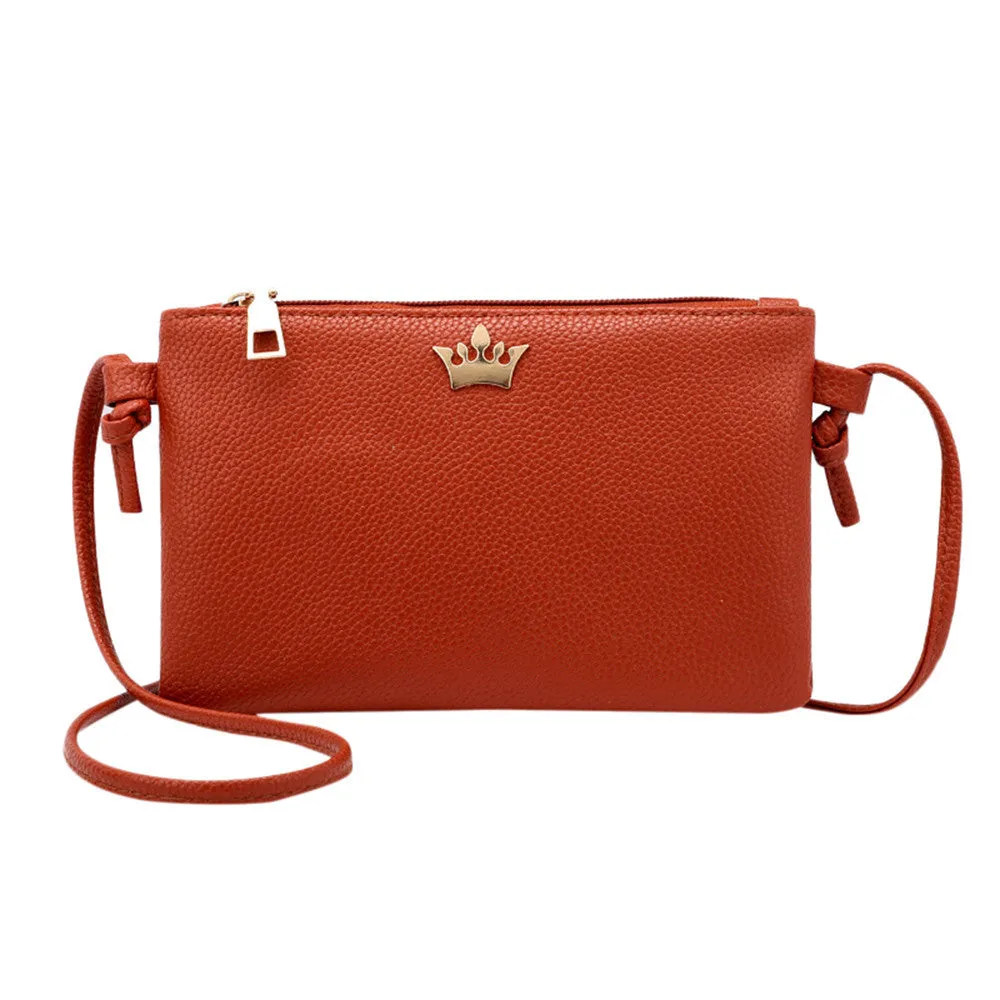 Pure Color Leather Shoulder Bag