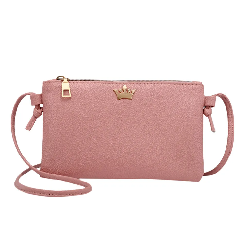 Pure Color Leather Shoulder Bag