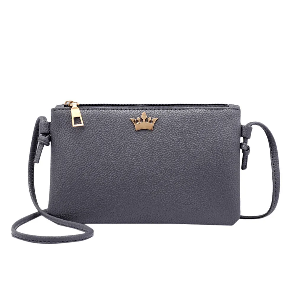 Pure Color Leather Shoulder Bag