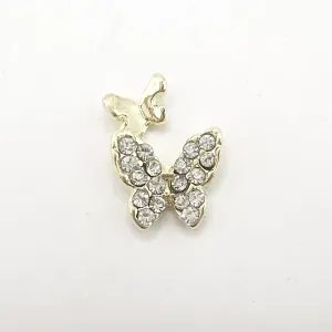 Queen - Nail Charms 10pc - #300 Gold White Crystal Butterflies with Mini