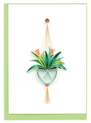 Quilled Bromeliad Macrame Hanger Gift Enclosure Mini Card