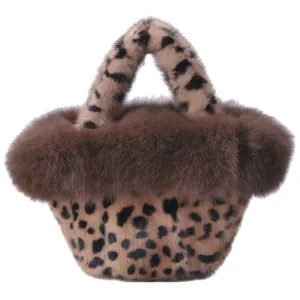 Real Mink Fur Bags Women's Luxury Fox Fur Handbags Fluffy Tote Bags High Quality Satchel Female Top-handle Bags 8822