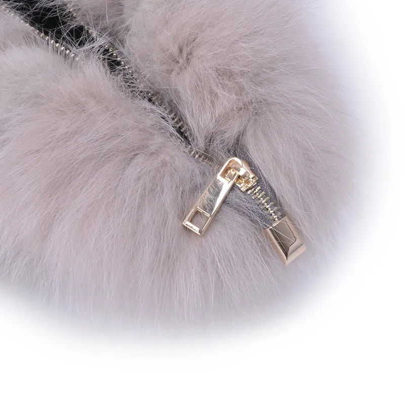 Real Mink Fur Bags Women's Luxury Fox Fur Handbags Fluffy Tote Bags High Quality Satchel Female Top-handle Bags 8822
