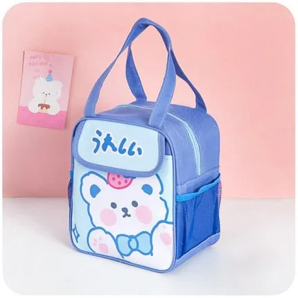 Realaiot Kawaii Lunch Bag Women Cute Bear Picnic Travel Thermal Breakfast Box Girls School Child Convenient Lunch Box Tote Food Bags 118
