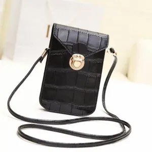 Realaiot Women Crocodile Leather Messenger Bag Mini Cell Cellphone Pouch Crossbody Case Clutch Purse Wallet Small Shoulder Bag Handbag