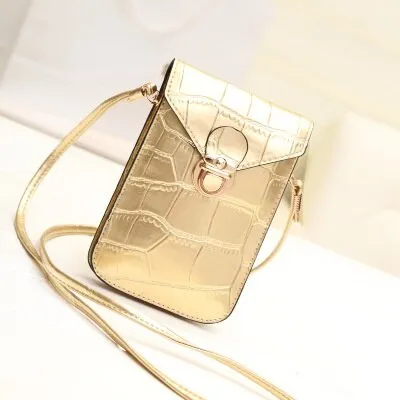 Realaiot Women Crocodile Leather Messenger Bag Mini Cell Cellphone Pouch Crossbody Case Clutch Purse Wallet Small Shoulder Bag Handbag