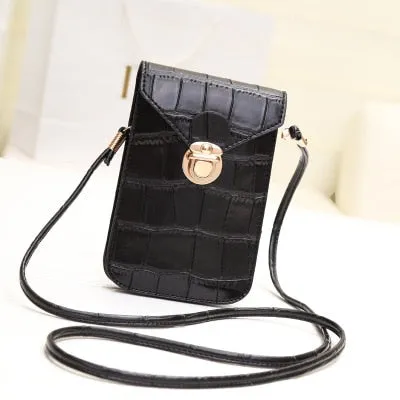 Realaiot Women Crocodile Leather Messenger Bag Mini Cell Cellphone Pouch Crossbody Case Clutch Purse Wallet Small Shoulder Bag Handbag