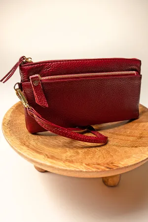 Red Genuine Leather Renae Wristlet