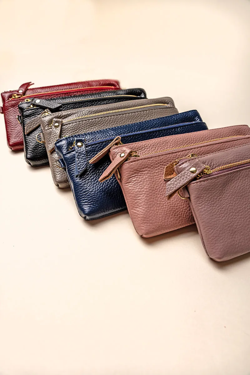 Red Genuine Leather Renae Wristlet