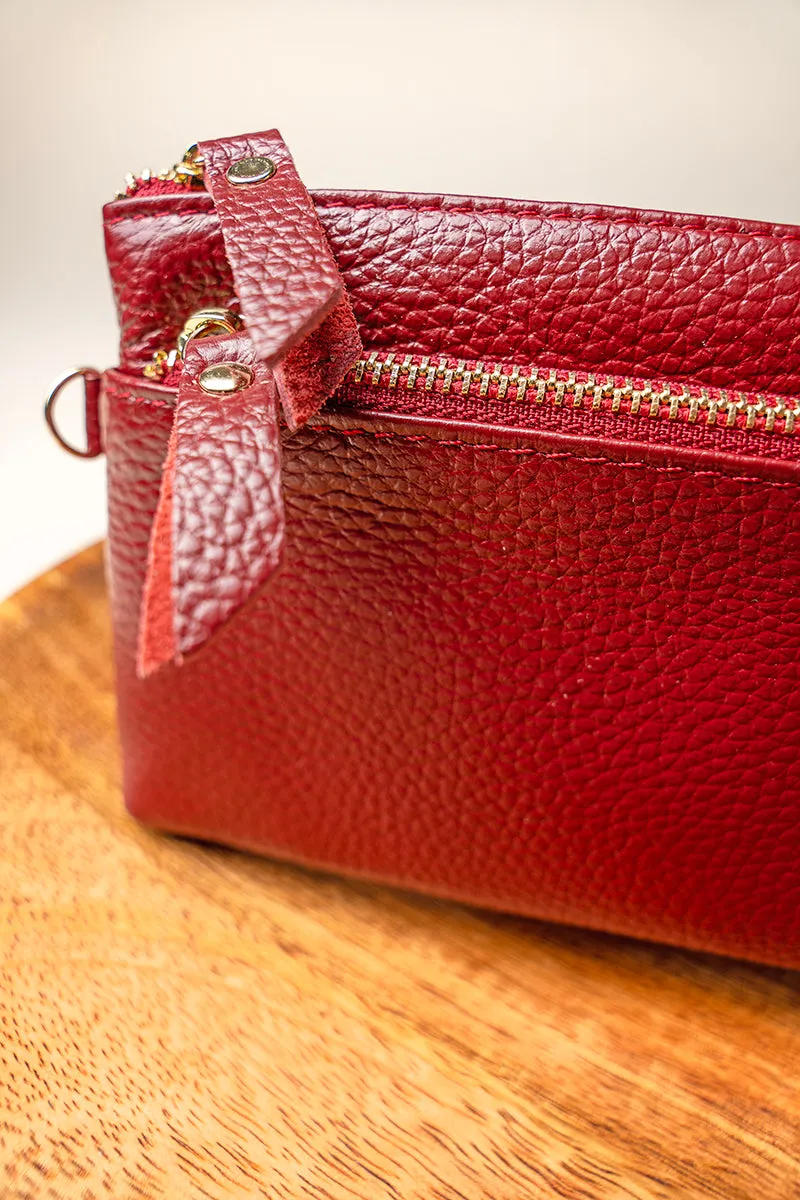 Red Genuine Leather Renae Wristlet