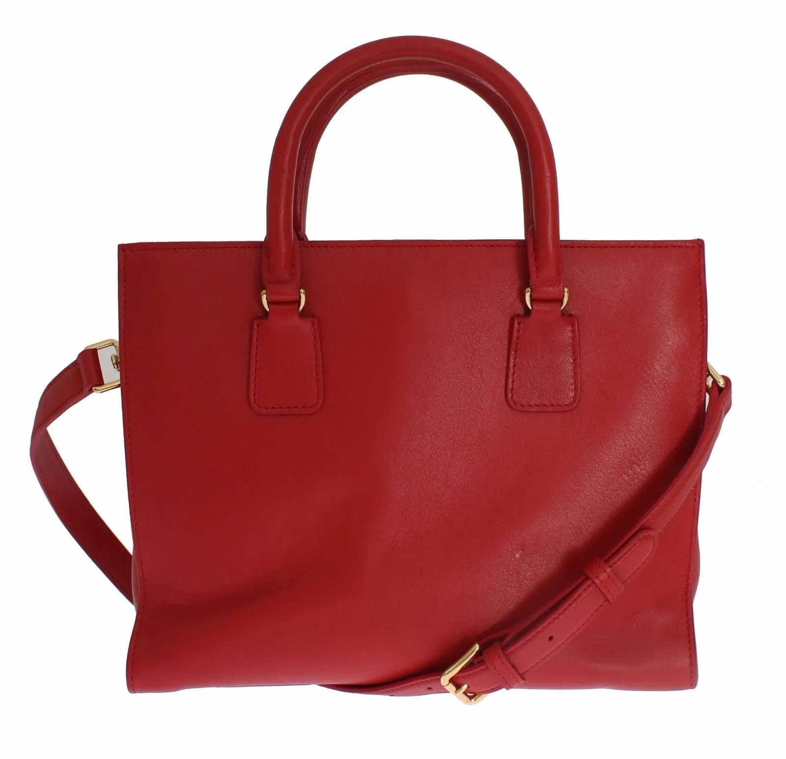 Red Leather Hand Shoulder Satchel Shopping Bag