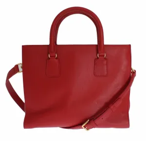 Red Leather Hand Shoulder Satchel Shopping Bag