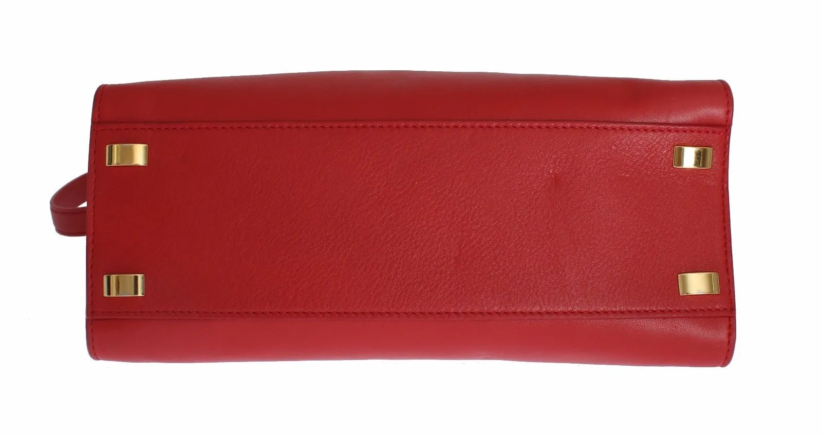 Red Leather Hand Shoulder Satchel Shopping Bag