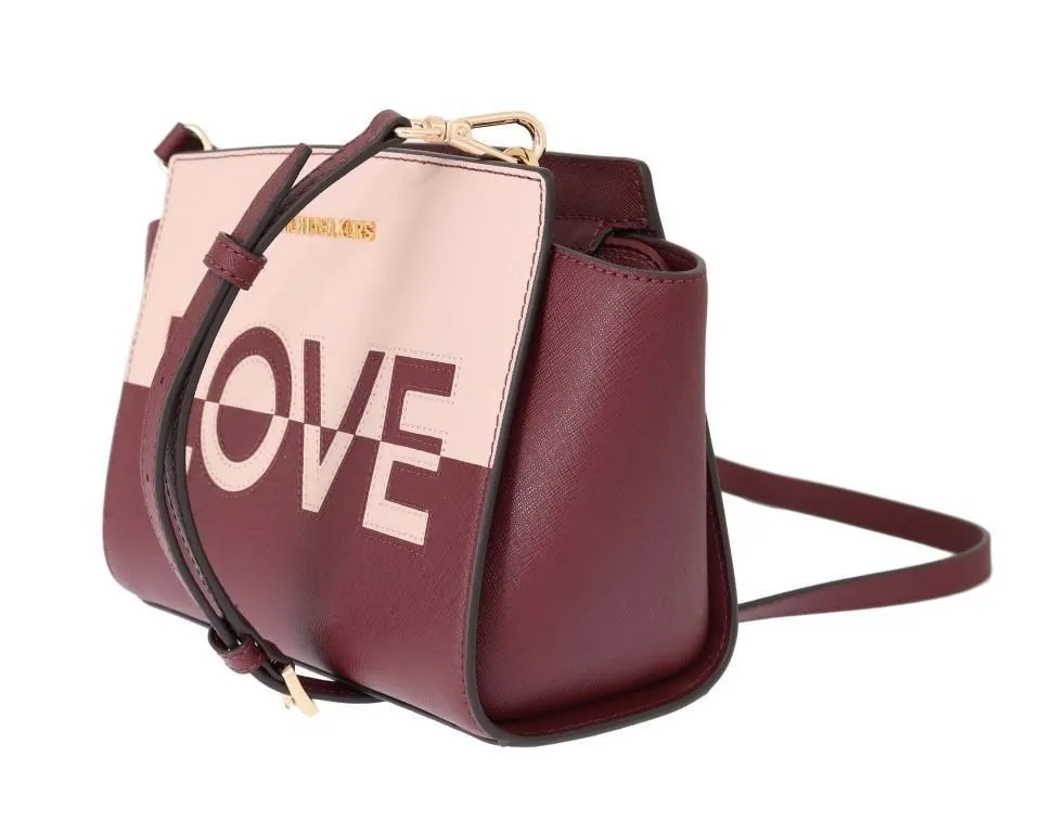 Red Pink SELMA Leather Messenger Bag