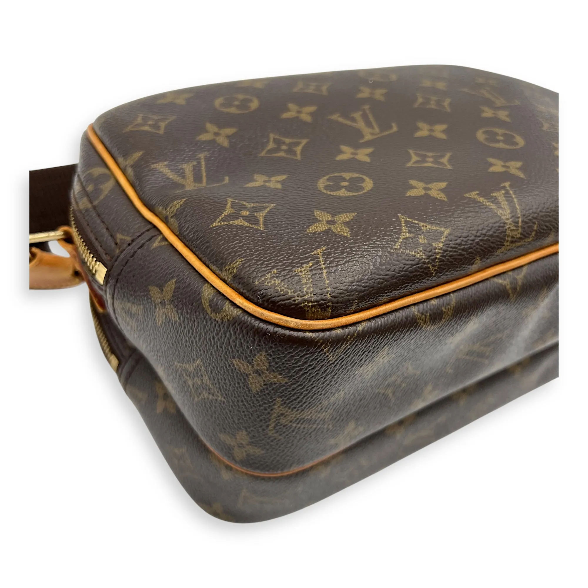 Reporter Brown Messenger in Monogram Coated Canvas, Gold hardware