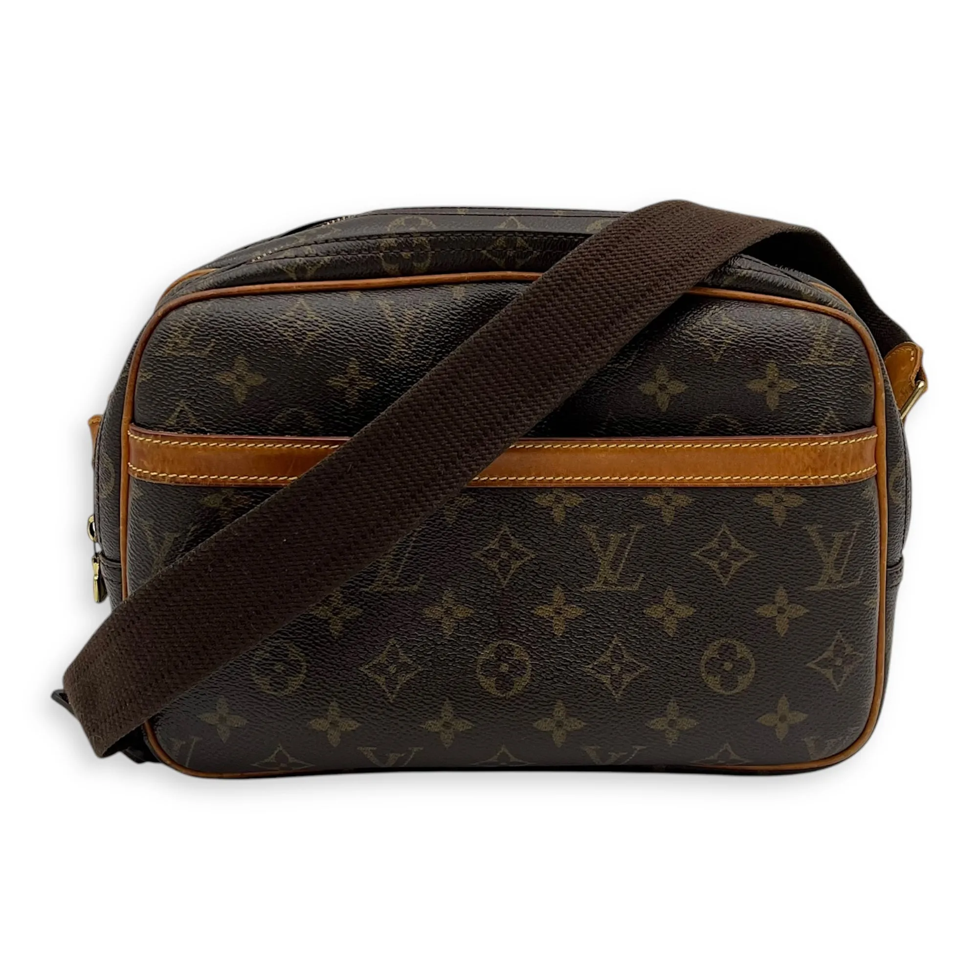 Reporter Brown Messenger in Monogram Coated Canvas, Gold hardware