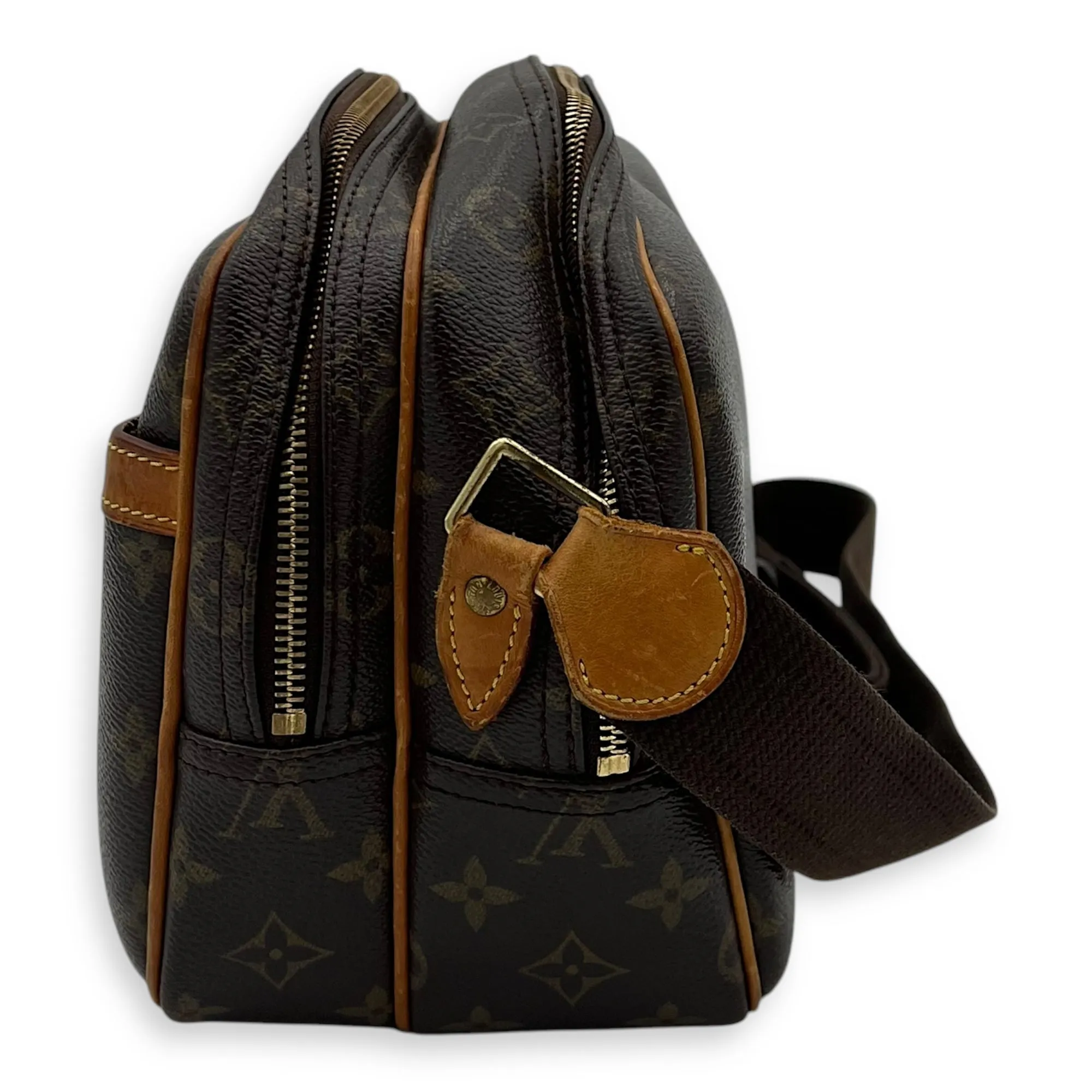 Reporter Brown Messenger in Monogram Coated Canvas, Gold hardware