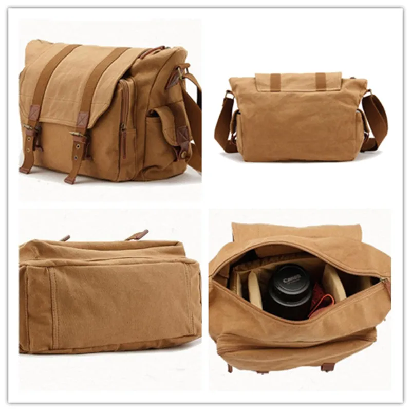Retro DSLR Camera Bag Canvas Camera Messenger Bag Shoulder Bag QSM1234
