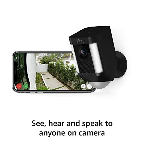 Ring Spotlight Cam Battery 2-Pack (Black) with Echo Show 5 (Charcoal)