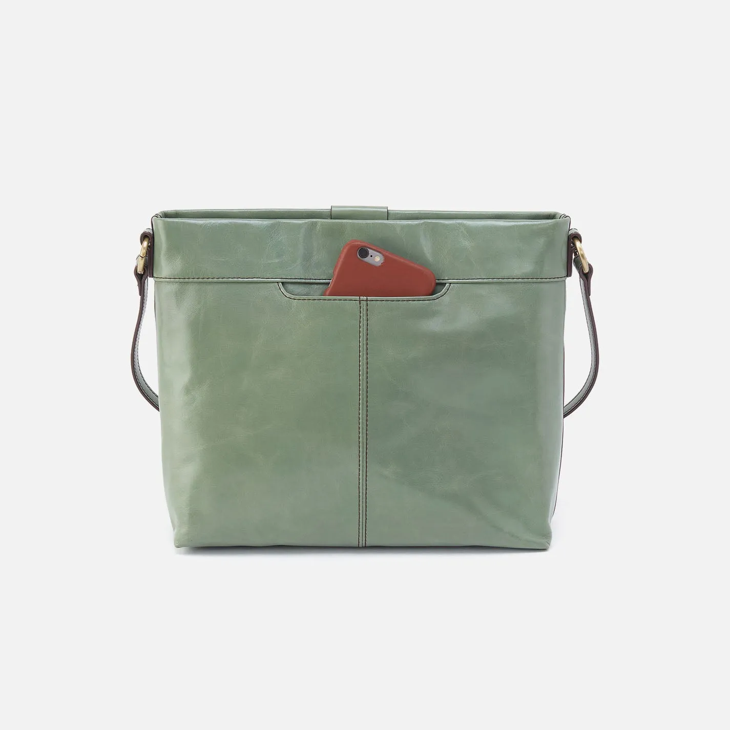 Romy Medium Crossbody In Polished Leather - Jade