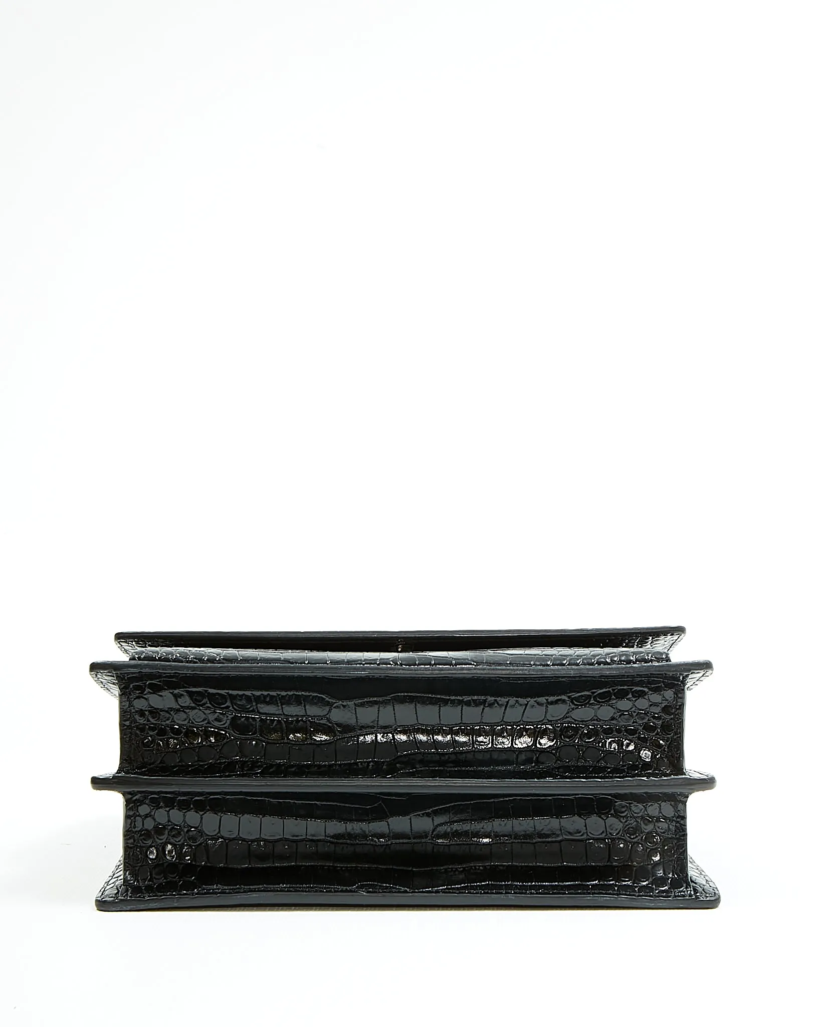 Saint Laurent Croc Embossed Sunset Medium Chain Shoulder Bag