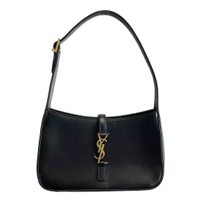 Saint Laurent Le 5 a 7 Hobo Leather Small in Smooth Leather Black Handbag