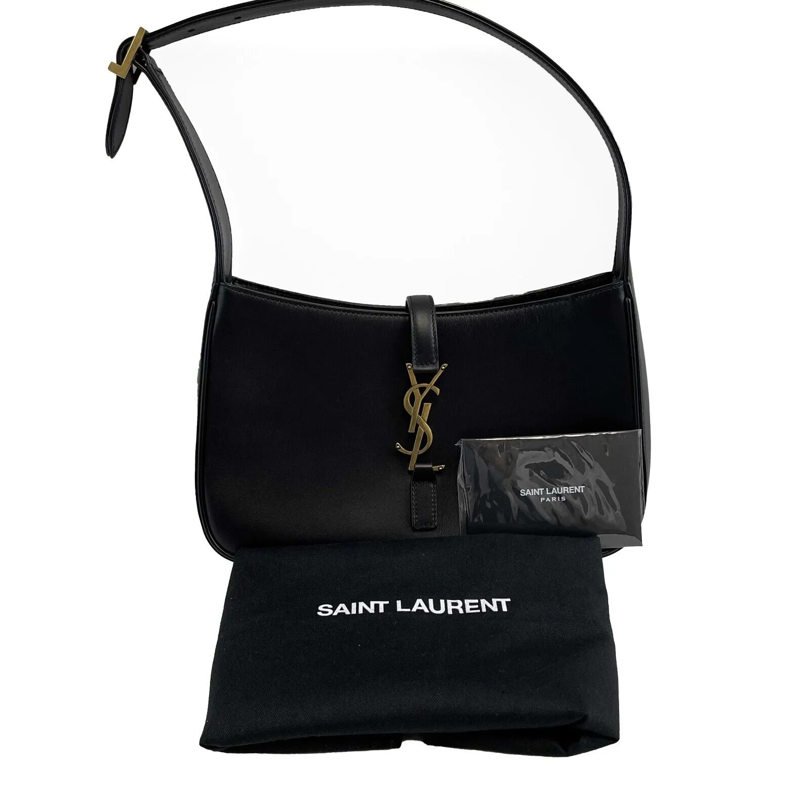 Saint Laurent Le 5 a 7 Hobo Leather Small in Smooth Leather Black Handbag