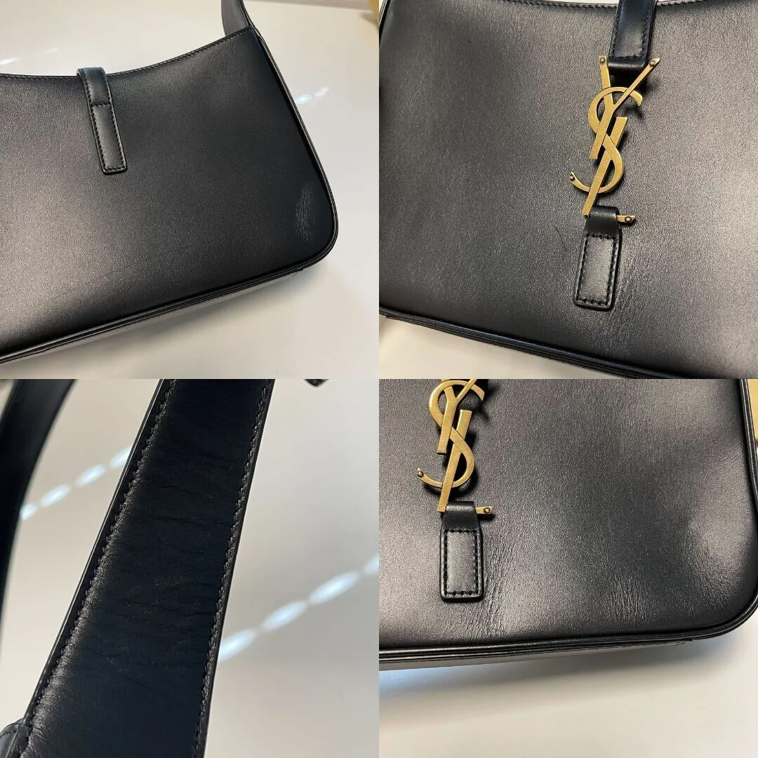 Saint Laurent Le 5 a 7 Hobo Leather Small in Smooth Leather Black Handbag