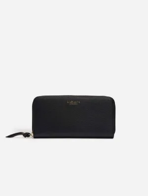 Serene Vegan Leather Zip Around Wallet | Black