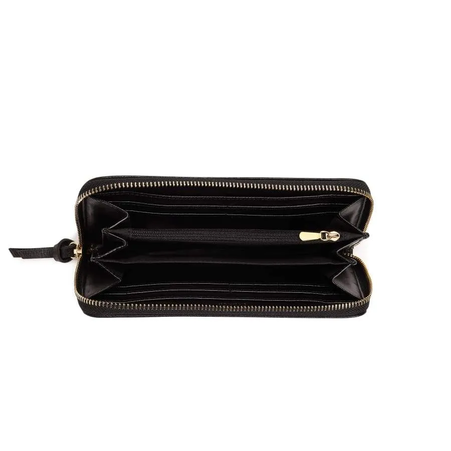 Serene Vegan Leather Zip Around Wallet | Black