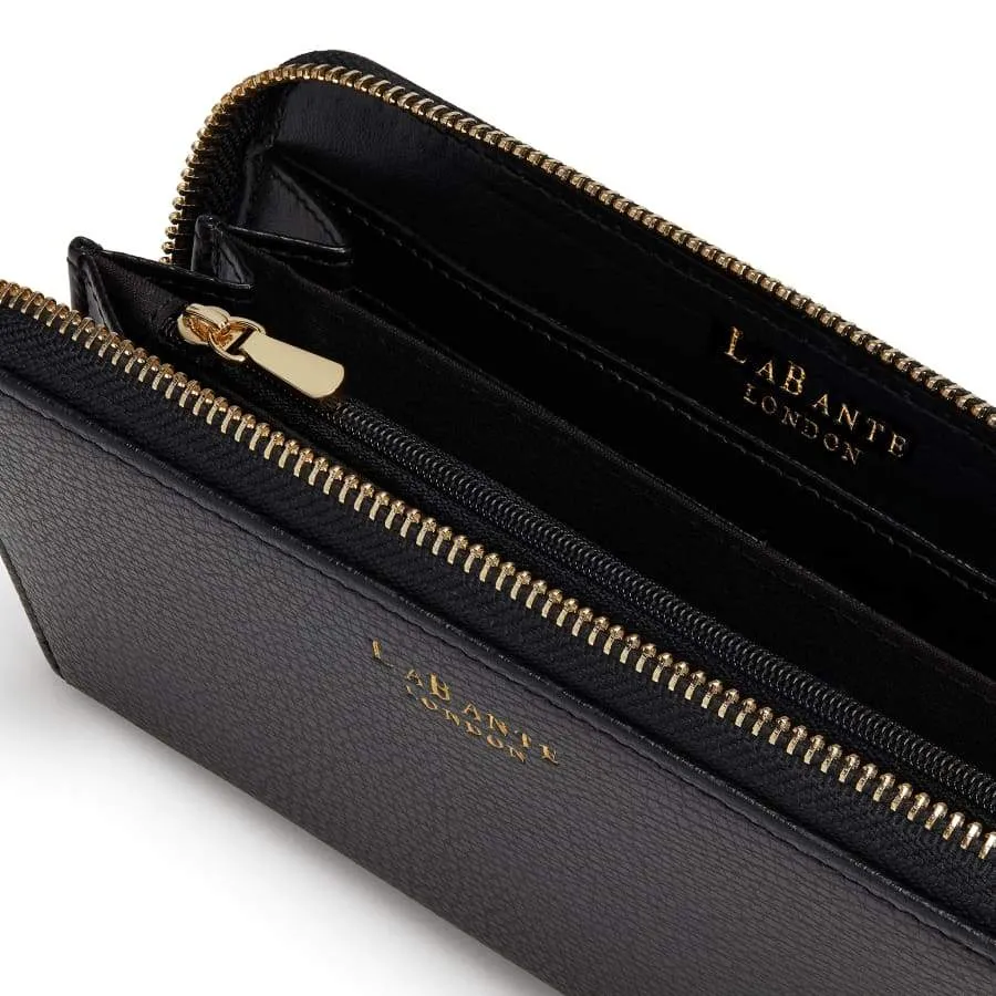 Serene Vegan Leather Zip Around Wallet | Black