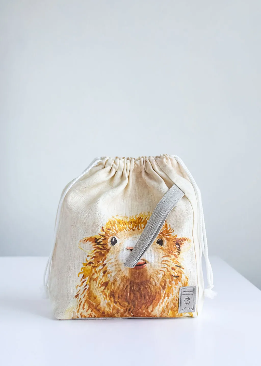 Sheep print Small Project Bag. Special KnitterBag design.