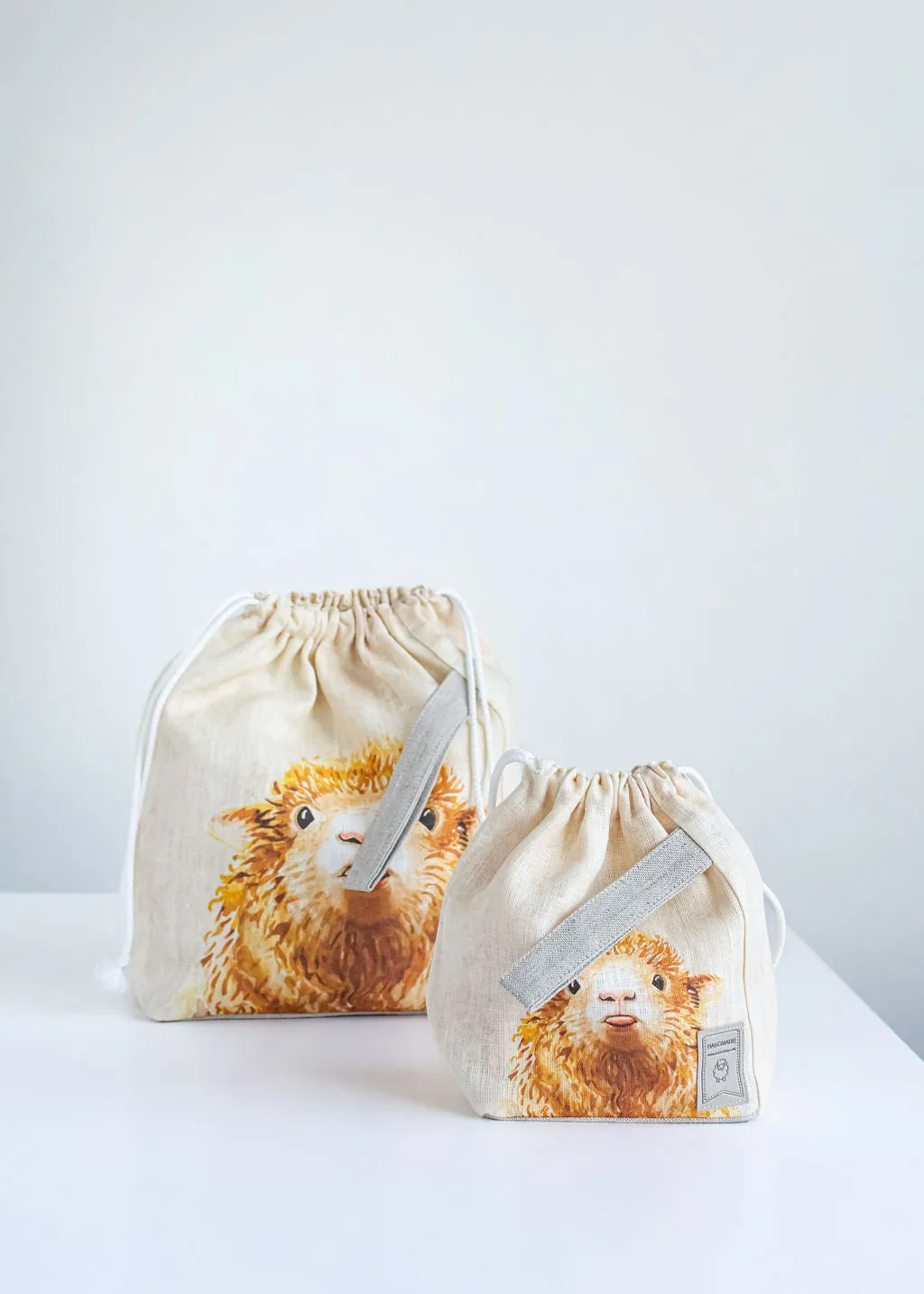 Sheep print Small Project Bag. Special KnitterBag design.