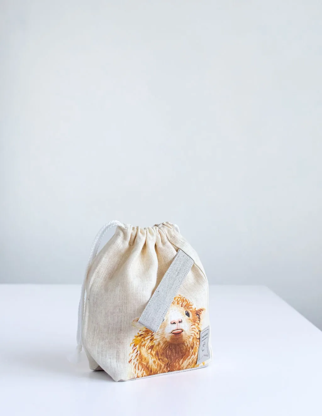 Sheep print Small Project Bag. Special KnitterBag design.