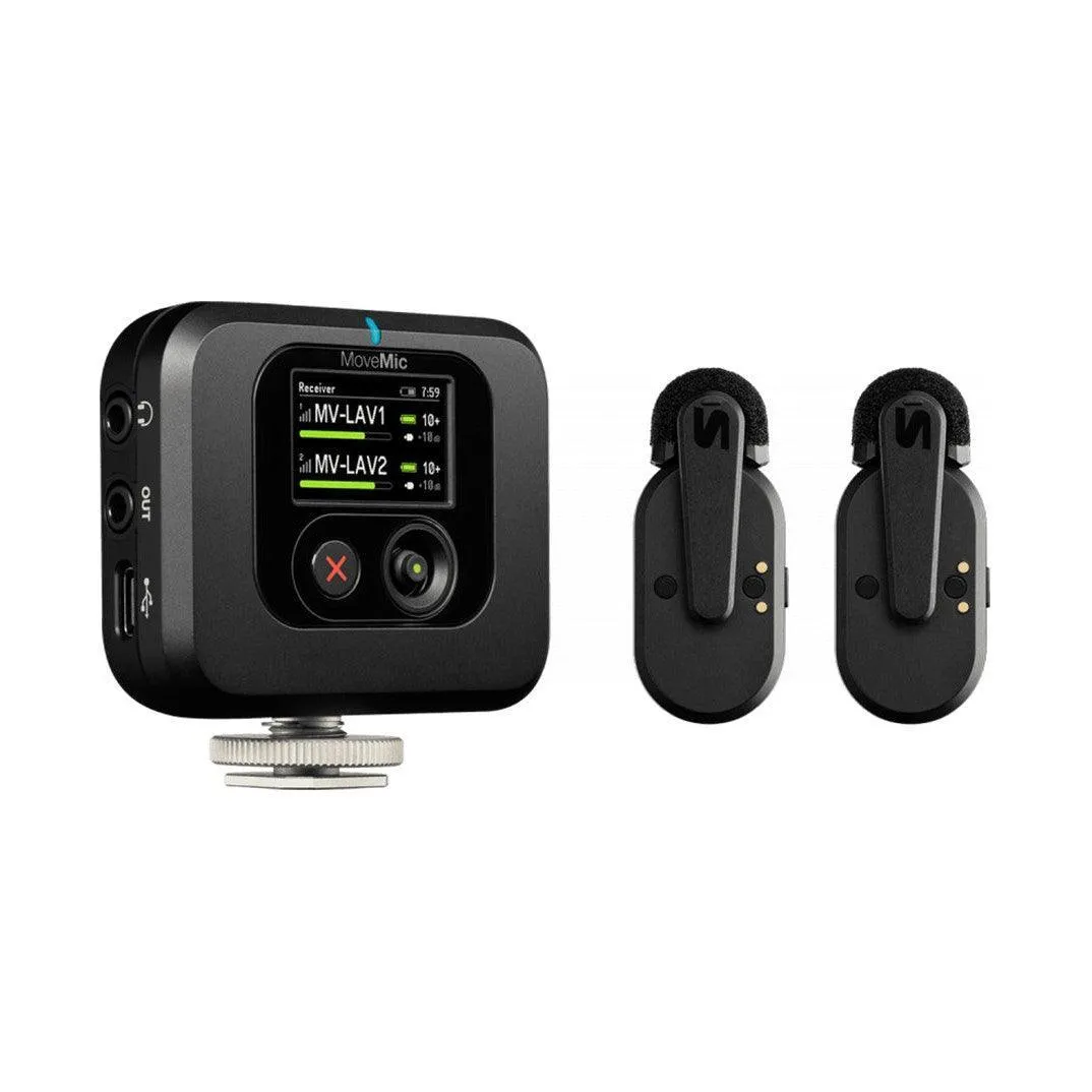 Shure MV-TWO-KIT-Z6 MoveMic Two Receiver Kit 2-Person Clip-On Wireless Microphone System for Mobile Devices and Cameras