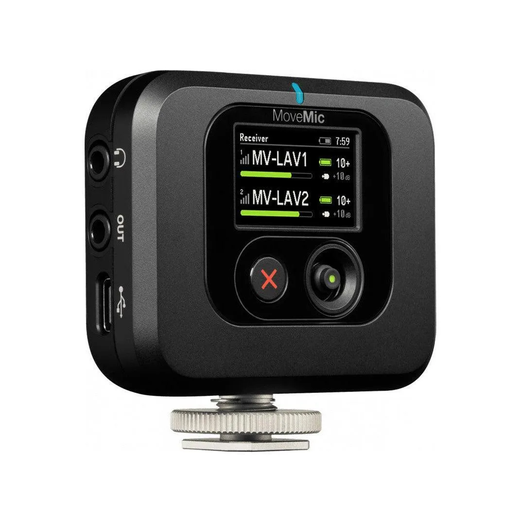 Shure MV-TWO-KIT-Z6 MoveMic Two Receiver Kit 2-Person Clip-On Wireless Microphone System for Mobile Devices and Cameras