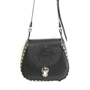 SK84  Large Studded Crossbody Shoulder Bag w/ Winged Skull