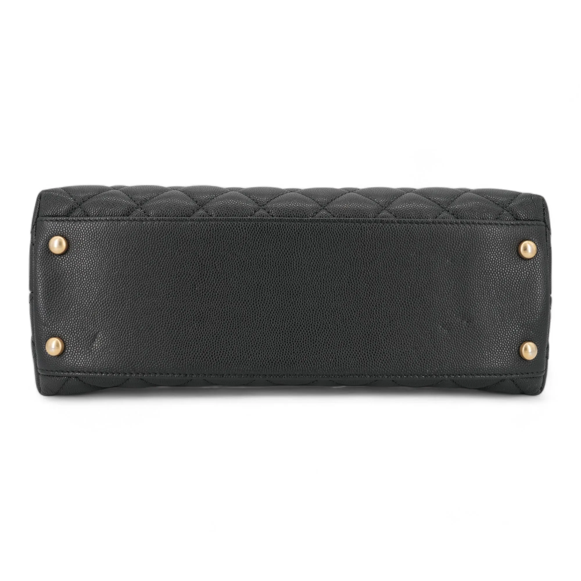 Small Coco Handle Bag with Python Handle in Black Caviar
