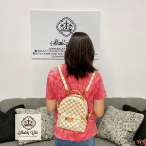Small Cream Checkered Backpack