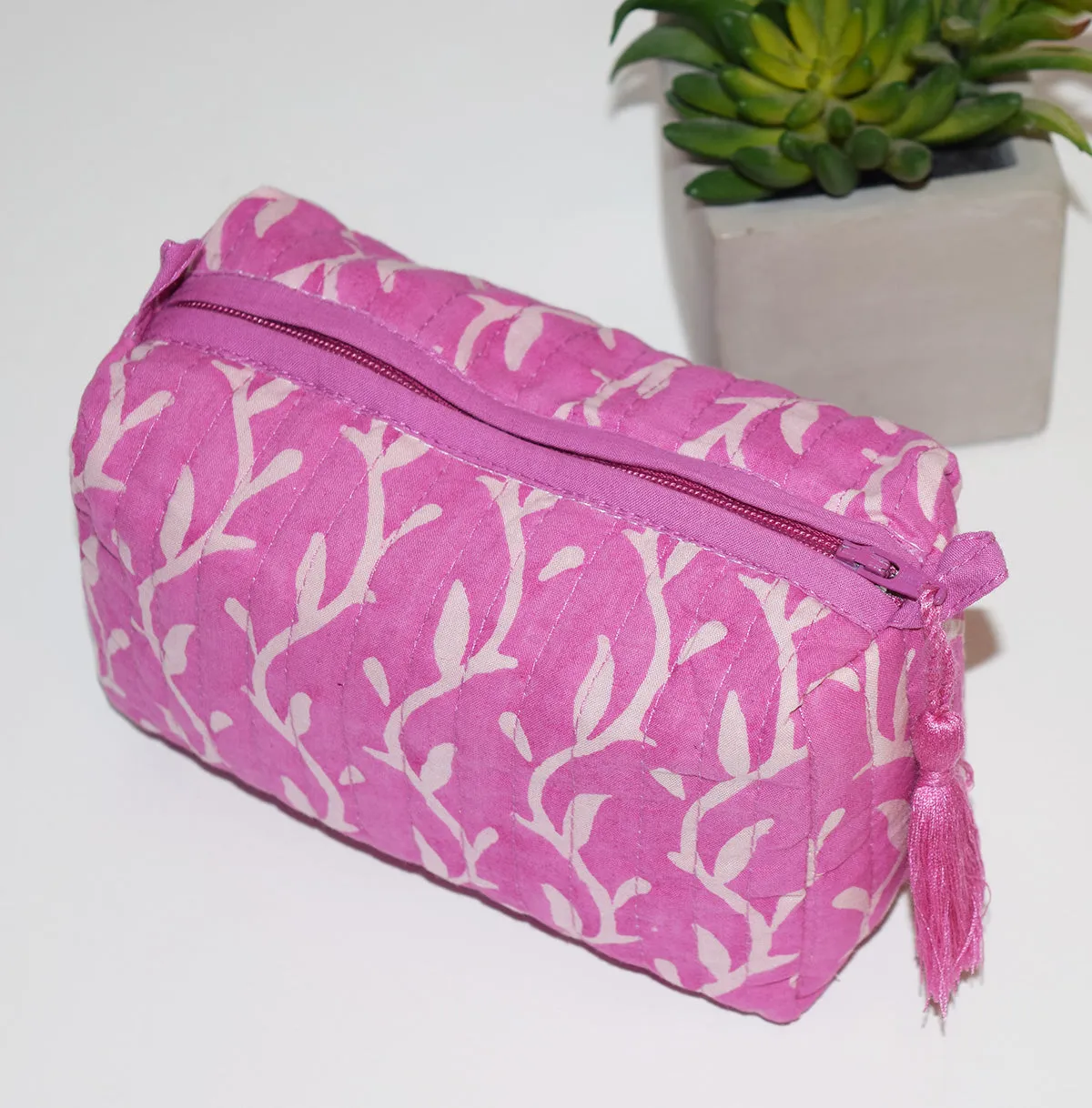 Small Waterproof Toiletry Bag | Vines Pink