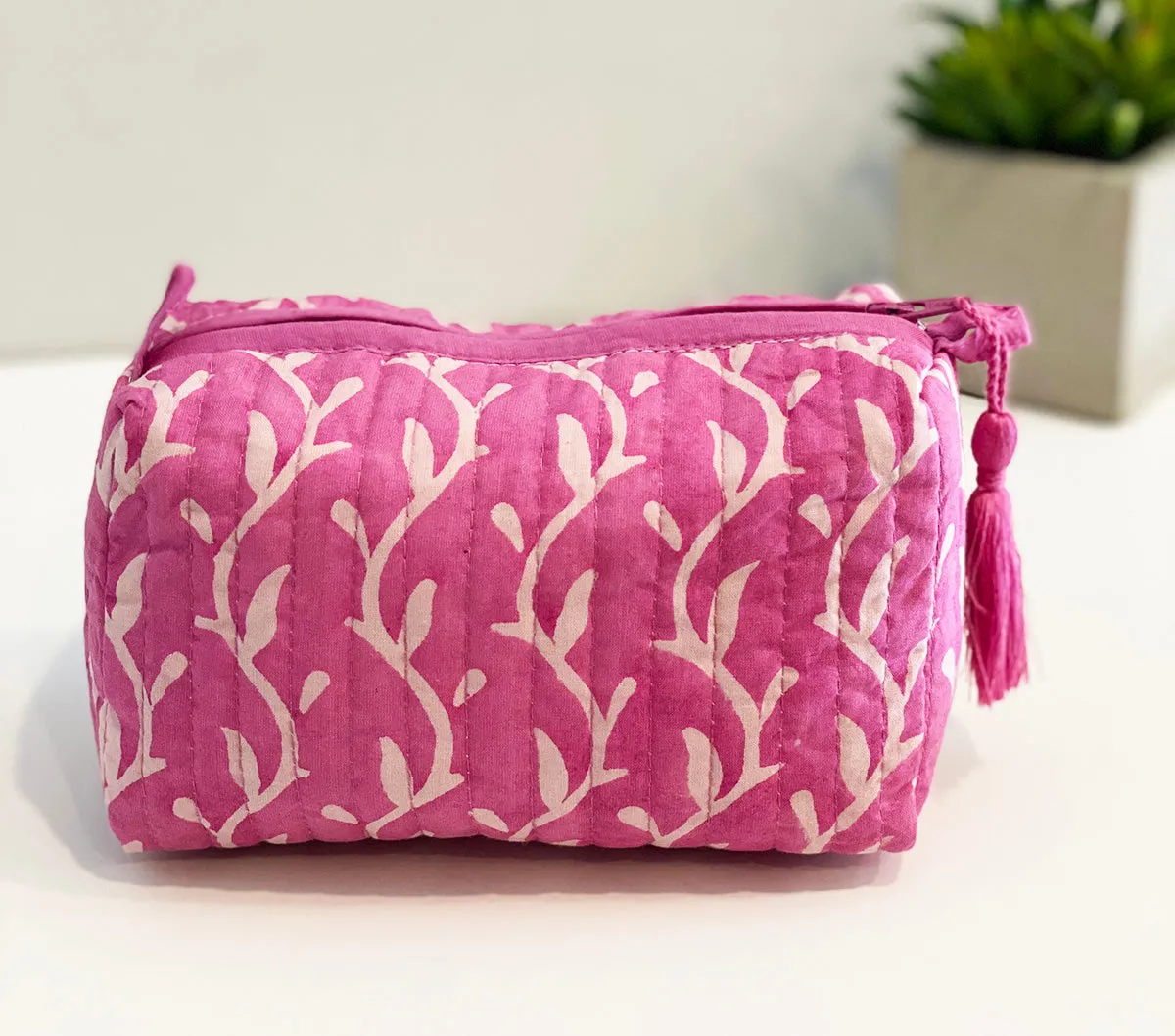 Small Waterproof Toiletry Bag | Vines Pink