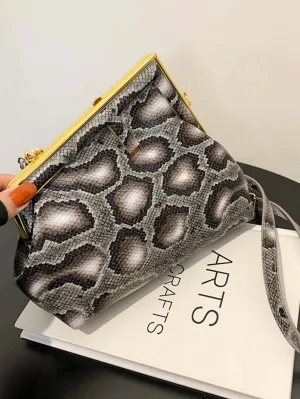 Snakeskin Decor Cloud Satchel Bag With Shoulder Strap - FD ⚡